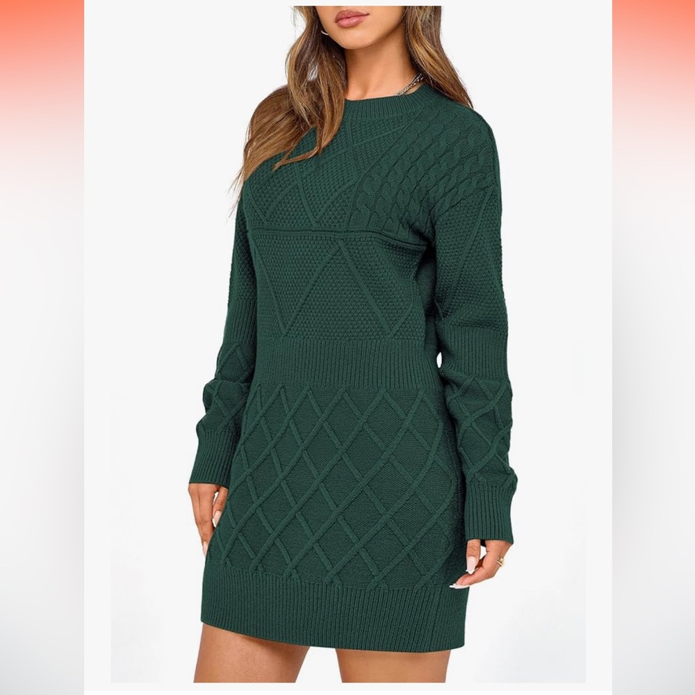 Emerald Green Long Sleeve Knit Dress